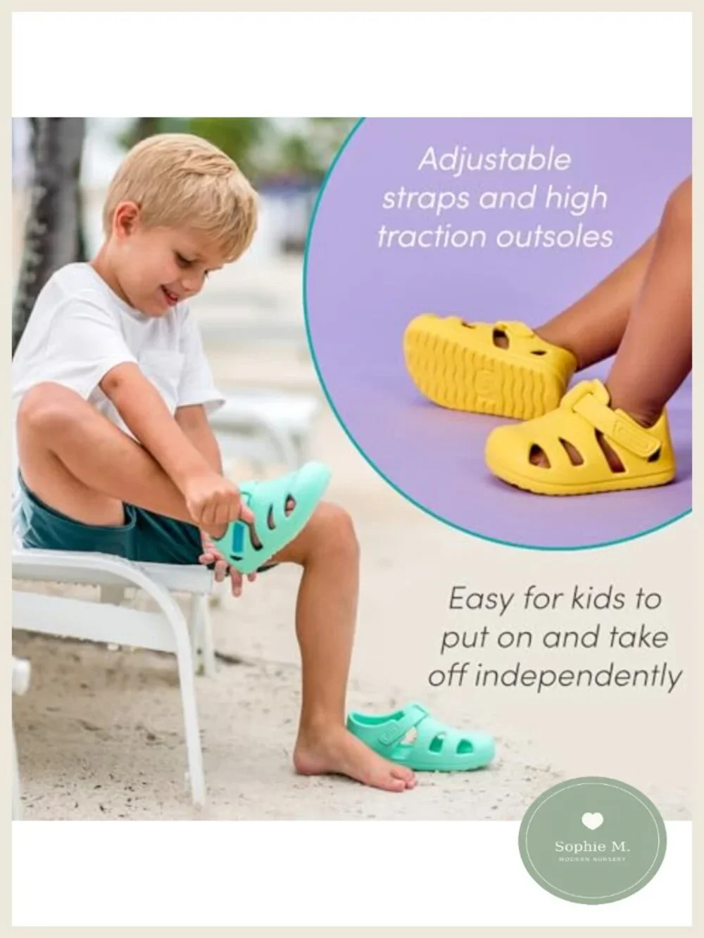 Toddler Water Shoes APMA Accepted Closed Toe Quick Drying EVA Sandals